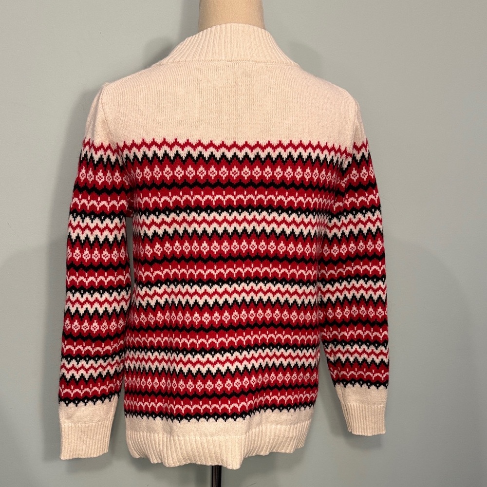 Talbots Wool Blend Red Patterned Sweater Size S - image 3
